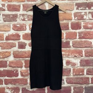 House Of Harlow Dress Women's Large Plain Black Ribbed Stretchy Popover
